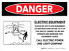 Danger: Electric Equipment - Call Power And Light Company Landscape - Wall Sign