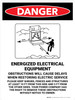 Danger: Energized Electrical Equipment - Obstructions Will Cause Delays Portrait - Wall Sign Danger: Energized Electrical Equipment - Obstructions Will Cause Delays Portrait - Wall Sign