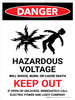 Danger: Hazardous Voltage Inside Can Shock, Burn, Or Cause Death Billingual Portrait - Wall Sign