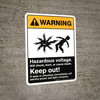 Warning: Hazardous Voltage Will Shock, Burn, Or Cause Death Portrait - Wall Sign Warning: Hazardous Voltage Will Shock, Burn, Or Cause Death Portrait - Wall Sign