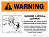 Warning: Energized Electrical Equipment - Obstructions Will Cause Delays Landscape - Wall Sign
