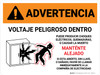 Warning: Hazardous Voltage Inside Can Shock, Burn, Or Cause Death - Keep Out In Spanish Landscape - Wall Sign