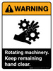 Warning: Rotating Machinery Keep Remaining ANSI Portrait - Wall Sign
