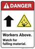 Danger: Workers Above Watch for Falling Material ANSI - Wall Sign
