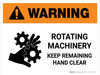 Warning: Rotating Machinery Keep Remaining Landscape - Wall Sign Warning: Rotating Machinery Keep Remaining Landscape - Wall Sign
