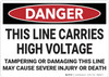 Danger: This Line Carries High Voltage - Wall Sign Danger: This Line Carries High Voltage - Wall Sign