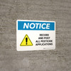 Notice: Record And Post All Pesticide Applications Landscape - Wall Sign