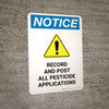 Notice: Record And Post All Pesticide Applications Portrait - Wall Sign