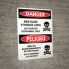Danger: Pesticide Storage Area Personnel Only Bilingual Spanish Portrait - Wall Sign Danger: Pesticide Storage Area Personnel Only Bilingual Spanish Portrait - Wall Sign