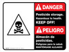 Danger: Pesticide Storage Hazardous To Bilingual Spanish ANSI Landscape - Wall Sign Danger: Pesticide Storage Hazardous To Bilingual Spanish ANSI Landscape - Wall Sign