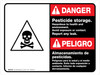 Danger: Pesticide Storage Hazardous Bilingual Spanish ANSI Landscape - Wall Sign