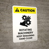 Caution: Rotating Machinery Keep Remaining Portrait - Wall Sign