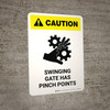 Caution: Swinging Gate Has Pinch Points Portrait - Wall Sign