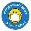 Please Use Face Masks In Public Areas with Facemask Emoji - Light Blue - Carpet Sign Please Use Face Masks In Public Areas with Facemask Emoji - Light Blue - Carpet Sign