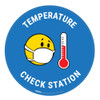 Temperature Check Station with Facemask Emoji - Blue - Carpet Sign Temperature Check Station with Facemask Emoji - Blue - Carpet Sign