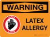 Warning: Latex Allergy Landscape With Icon - Wall Sign Warning: Latex Allergy Landscape With Icon - Wall Sign