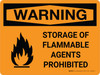 Warning: Storage Flammable Agents Prohibited Landscape With Icon - Wall Sign Warning: Storage Flammable Agents Prohibited Landscape With Icon - Wall Sign
