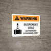 Warning: Suspended Load Authorized Personnel Only Landscape With Icon - Wall Sign