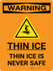 Warning: Thin Ice Is Never Safe Portrait With Icon Warning: Thin Ice Is Never Safe Portrait With Icon