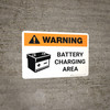 Warning: Battery Charging Area Landscape With Icon - Wall Sign Warning: Battery Charging Area Landscape With Icon - Wall Sign