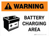 Warning: Battery Charging Area Landscape With Icon - Wall Sign Warning: Battery Charging Area Landscape With Icon - Wall Sign