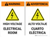 Warning: High Voltage Electrical Room Bilingual Spanish Landscape Warning: High Voltage Electrical Room Bilingual Spanish Landscape