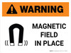 Warning: Magnetic Field In Place Landscape With Icon - Wall Sign