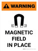 Warning: Magnetic Field In Place Portrait With Icon - Wall Sign