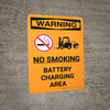 Warning: Battery Charging No Smoking Portrait With Icon - Wall Sign