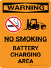 Warning: Battery Charging No Smoking Portrait With Icon - Wall Sign