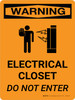 Warning: Electrical Closet - Do Not Enter Portrait With Icon - Wall Sign
