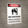 Danger: Permit Required No Entry Spanish Portrait With Icon - Wall Sign