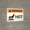 Warning: Hot Landscape White With Hot Surface Icon - Wall Sign