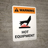Warning: Hot Equipment Portrait White With Icon - Wall Sign