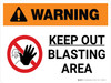 Warning: Keep Out - Blasting Area Landscape White With Icon - Wall Sign Warning: Keep Out - Blasting Area Landscape White With Icon - Wall Sign