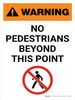 Warning: No Pedestrians Beyond This Point Portrait White With Icon - Wall Sign Warning: No Pedestrians Beyond This Point Portrait White With Icon - Wall Sign