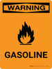 Warning: Gasoline Portrait With Icon - Wall Sign Warning: Gasoline Portrait With Icon - Wall Sign