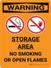 Warning: Storage Area - No Smoking Open Flame Portrait With Icon - Wall Sign