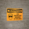 Warning: Ppe Eye Protection Required Landscape With Icon - Wall Sign