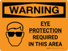 Warning: Ppe Eye Protection Required Landscape With Icon - Wall Sign