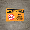 Warning: No Open Flames Landscape OSHA With Icon - Wall Sign