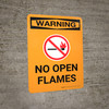 Warning: No Open Flames Portrait OSHA With Icon - Wall Sign