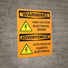 Warning: High Voltage Electrical Room Bilingual Spanish OSHA Portrait With Icon - Wall Sign Warning: High Voltage Electrical Room Bilingual Spanish OSHA Portrait With Icon - Wall Sign