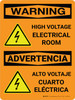 Warning: High Voltage Electrical Room Bilingual Spanish OSHA Portrait With Icon - Wall Sign Warning: High Voltage Electrical Room Bilingual Spanish OSHA Portrait With Icon - Wall Sign