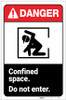 Danger: Confined Space - Do Not Enter ANSI with Icon Portrait - Label Danger: Confined Space - Do Not Enter ANSI with Icon Portrait - Label