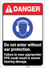Danger: Do Not Enter Without Ear Protection - Wear Appropriate PPE ANSI with Icon Portrait - Label