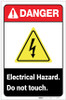 Danger: Electrical Hazard - Do Not Touch ANSI with Hazard Icon Portrait - Label Danger: Electrical Hazard - Do Not Touch ANSI with Hazard Icon Portrait - Label