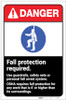 Danger: Fall Protection Required ANSI with Icon Portrait - Label Danger: Fall Protection Required ANSI with Icon Portrait - Label