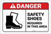 Danger: PPE Safety Shoes Required In This Area ANSI with Icon Landscape - Label