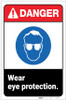Danger: PPE Wear Eye Protection ANSI with Icon Portrait - Label